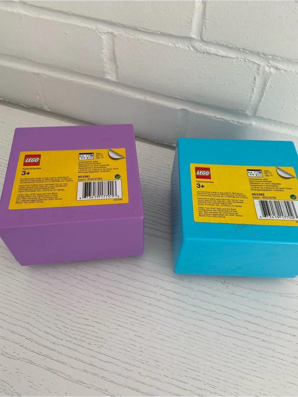Two Lego Storage Brick Boxes - Purple and Turquoise - Picture 4 of 6